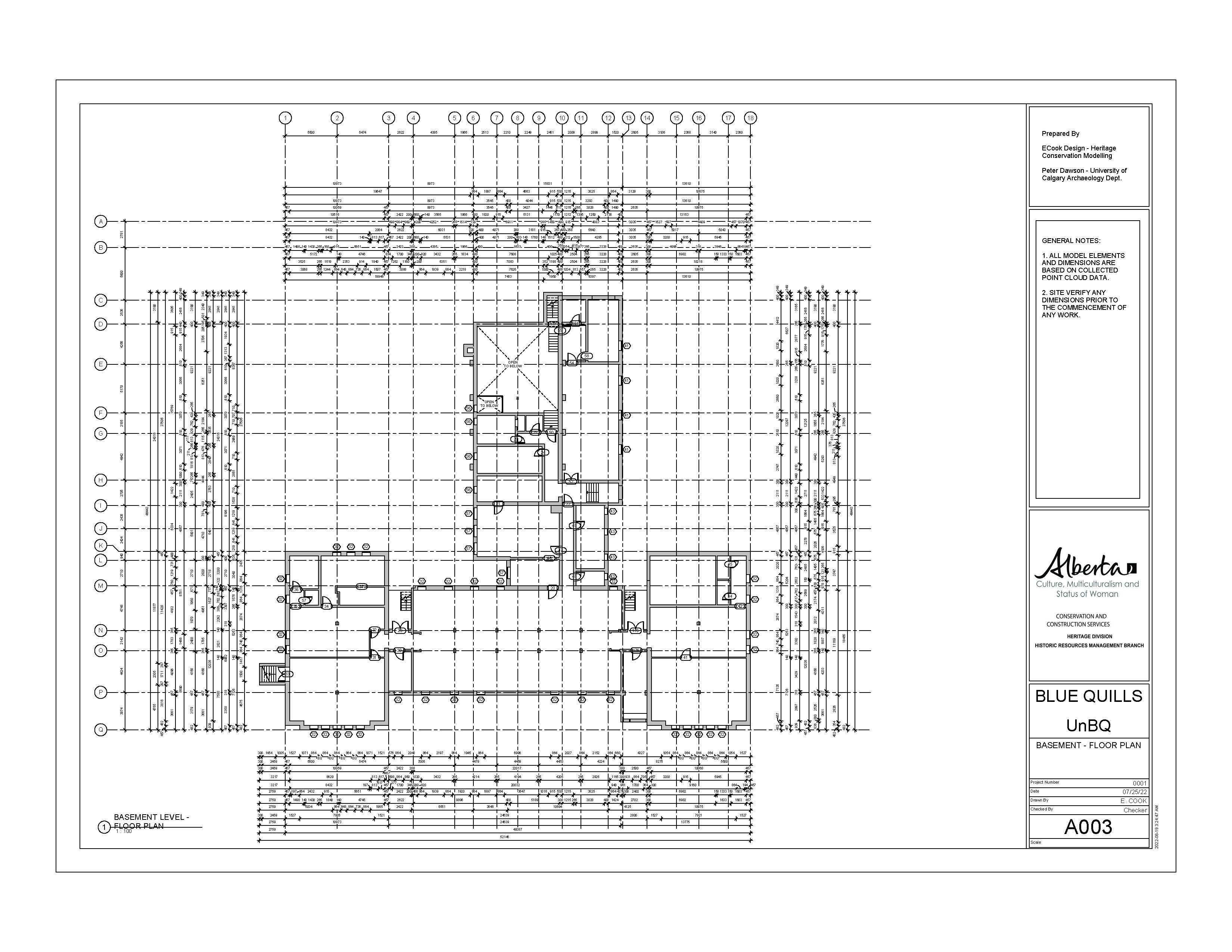 Architectural Plan of Basement (Floor 1) UnBQ