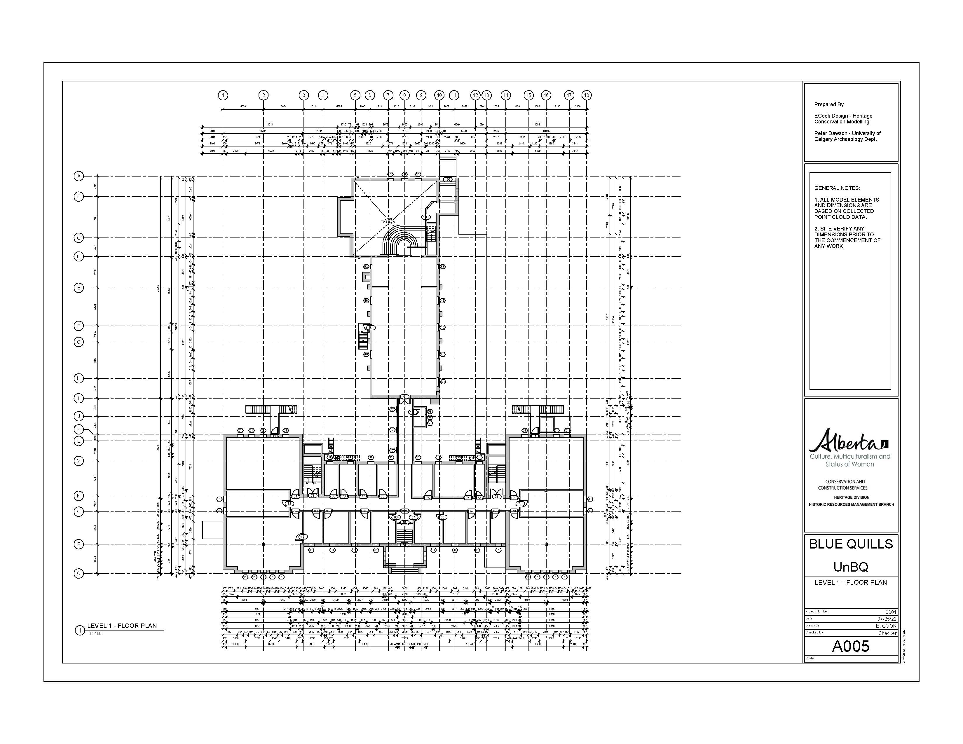 Architectural Plan Main Floor (Floor 2) UnBQ