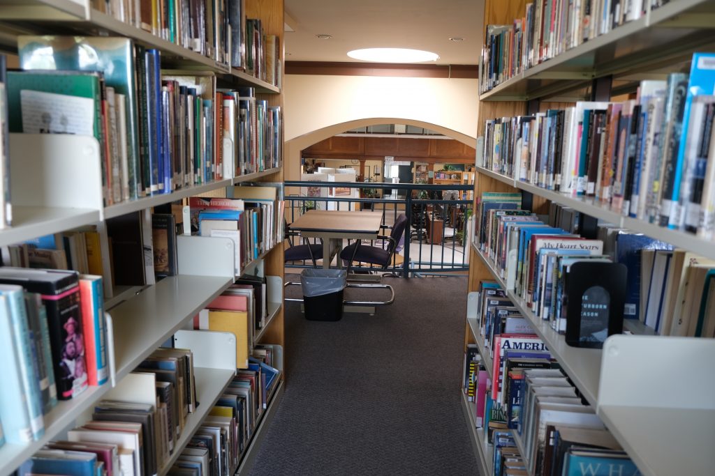 Upper level of the split level addition to the north side of the UnBQ library. Taken during digital documentation, August 2021. From Zoe Cascadden.