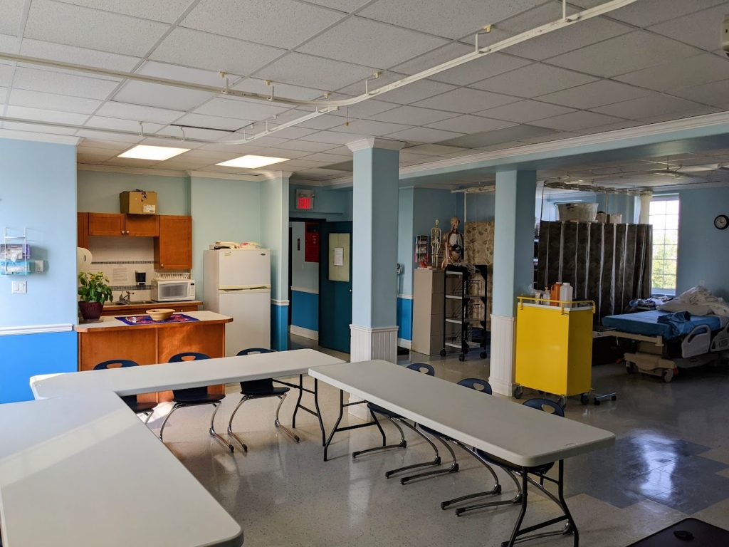 Photo of the fourth floor nursing classroom, formerly the Sr. Girls' dormitory of Old Sun IRS, September 2022. Photo Source: Madisen Hvidberg.