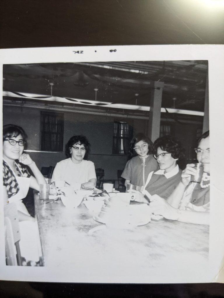 Christmas dinner in the dining room of Old Sun, shortly after the IRS closed. Photo Source: Angeline Ayoungman.