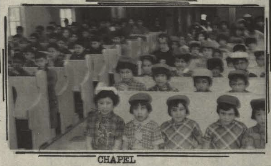 Students in Chapel. Chapel. Blue Quills Yearbook 1964-1965, PDF pg4.