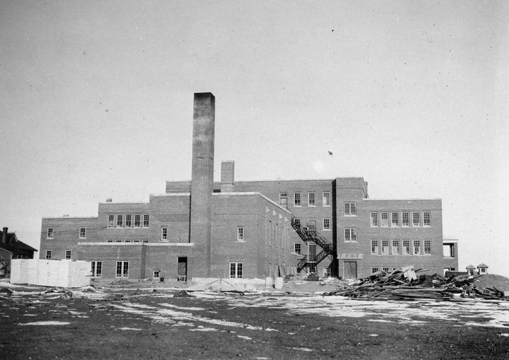 The new Blackfoot school from the rear. - [193-?]. M55-01-P52 from The General Synod Archives, Anglican Church of Canada.