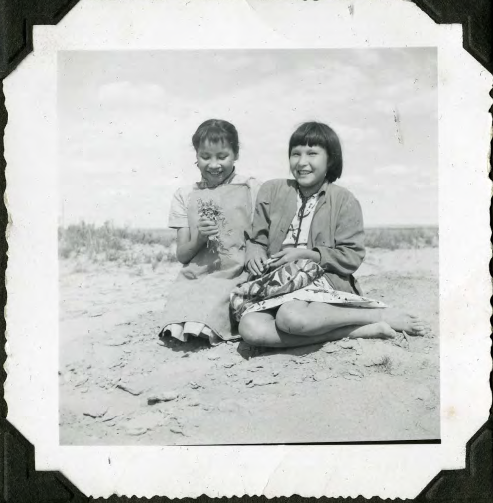 When the weather was nice, students would sometimes be brought by staff for recreational time around the school grounds, like these nearby sand dunes. Early 1950s. Shingwauk Residential Schools Centre, Algoma University.