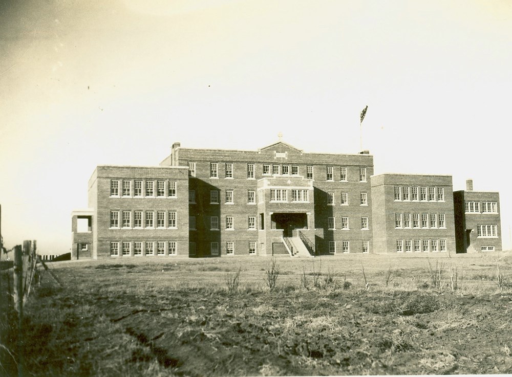 Old Sun School, Blackfoot Reserve, Gleichen, Alberta. - [193-?]. P7538-1022 from The General Synod Archives, Anglican Church of Canada.