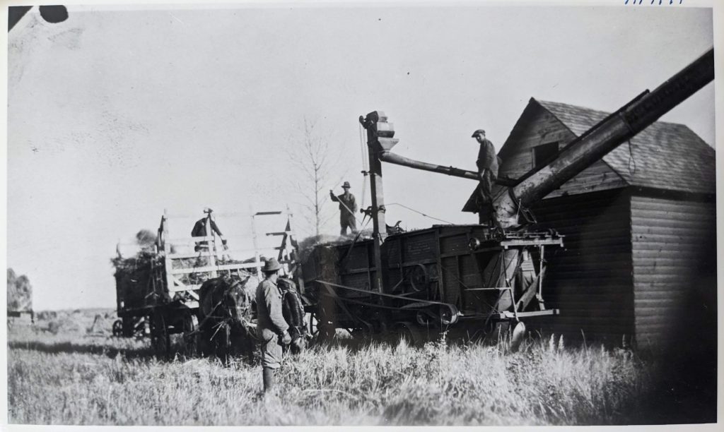 Students and staff working on school harvest, between 1959-1966. PR2010.0475 from The Provincial Archives of Alberta, Open Copyright.