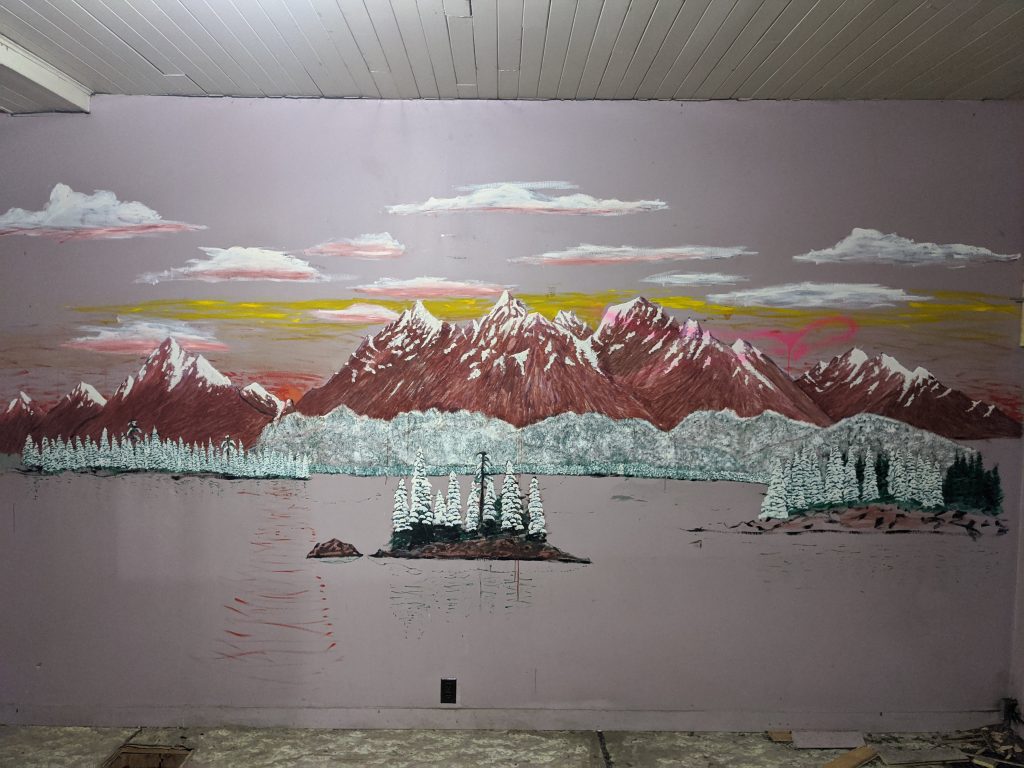 Mural in supervisor's room on the third floor of the carriage house. October 2020. From Madisen Hvidberg.