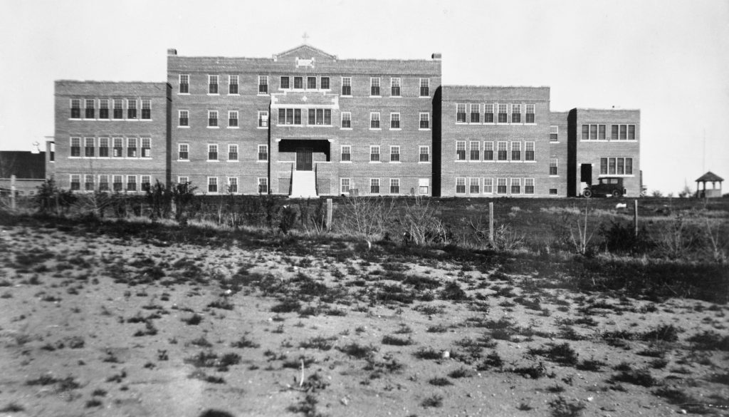 Old Sun School, this brick building was opened in 1929. 1930s. NA-2966-4. Courtesy of the Glenbow Archives.