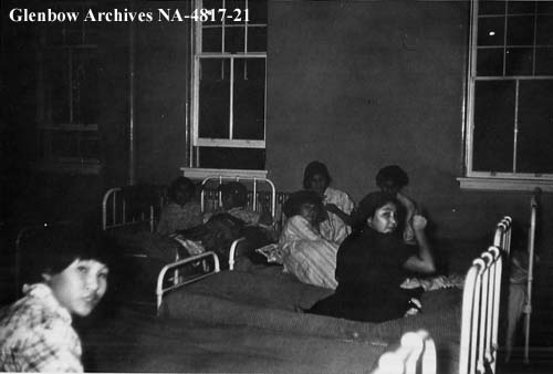 Senior girls' dormitory, Old Sun School. 1955-1957. NA-4817-21. Courtesy of Glenbow Archives .