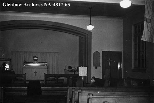 Chapel interior, Old Sun Residential School. 1955-1957. NA-4817-65. Courtesy of Glenbow Archives .