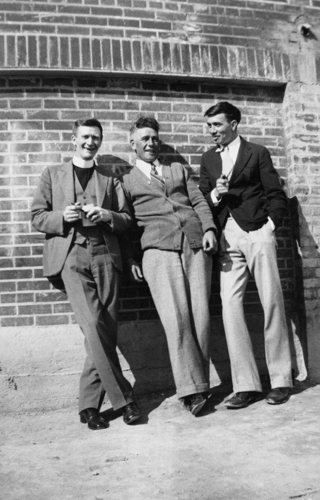 Staff at Old Sun. Jack House (left), John Bell (middle), Jim ? (right). 1935-1938. NA-5452-13. Courtesy of Glenbow Archives.